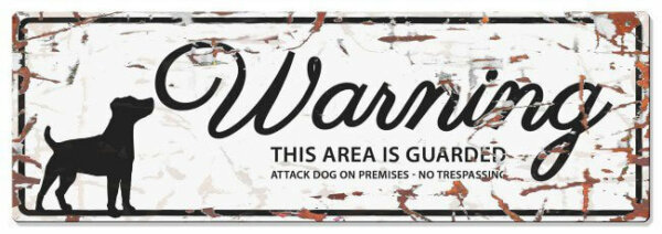 Metallskylt ''Warning'' Jack Russel Vit M